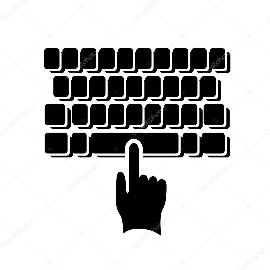 Enter code finger keyboard icon. Computer detailed simple style logo icon vector illustration isolated