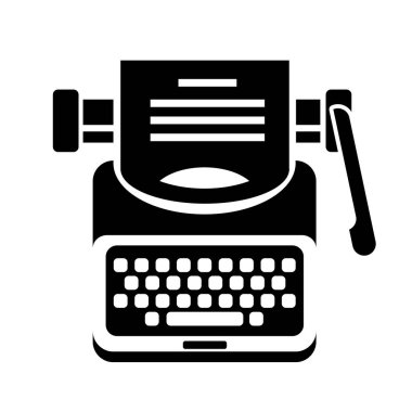 Retro daktilo simgesi. Retro daktilo vektör simgesi beyaz arka plan üzerinde izole web tasarımı için basit örnek.