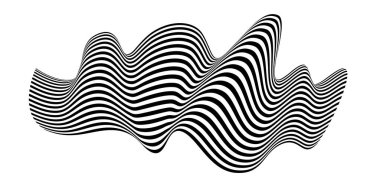 Zebra dokusuyla fırça darbesi gibi dalgalanan bayrak. Siyah beyaz çizgili yelek tuhaf bir şekilde kıvrılmış ve yörünge boyunca dalgalar kıvrılıyor..