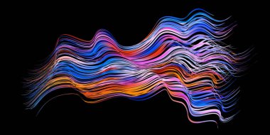 Kumaş rengi soyut bükülmüş akışkan şekil akışı. Modaya uygun sıvı tasarımı. 3D renkli soyut akış şekilli akış boyası. Derin analiz fırça darbesi renkli afiş. Vektör illüstrasyonu gerçekçi boya