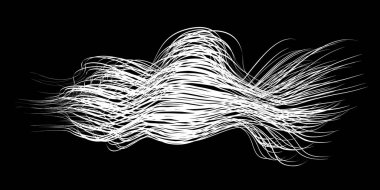 Beyaz arka planda beyaz akış fırça darbeleri beyaz politika demetleri. Soyut dağınık lifler. Vektör illüstrasyon girdabı bulanıklığı. Boya kalemleri ve tebeşir boyası, iplik, saç ve demet..