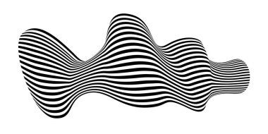 Zebra dokusuyla fırça darbesi gibi dalgalanan bayrak. Siyah beyaz çizgili yelek tuhaf bir şekilde kıvrılmış ve yörünge boyunca dalgalar kıvrılıyor..