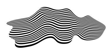 Zebra dokusuyla fırça darbesi gibi dalgalanan bayrak. Siyah beyaz çizgili yelek tuhaf bir şekilde kıvrılmış ve yörünge boyunca dalgalar kıvrılıyor..