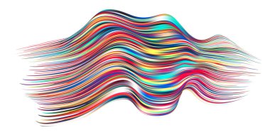 Kumaş rengi soyut bükülmüş akışkan şekil akışı. Modaya uygun sıvı tasarımı. 3D renkli soyut akış şekilli akış boyası. Derin analiz fırça darbesi renkli afiş. Vektör illüstrasyonu gerçekçi boya