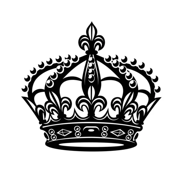 Crown Detailed Icon Encrusted Diamonds Simple Style Isolated White Background — Stockový vektor