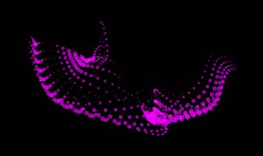 Sunum için matematik akış şablonu. Parçacıkların düzenlilik alanını vurgulayan ışık yayan çizgiler. Sinüzoidal bilim emretti. Büyük bir veri akışı işleniyor. Gizemli sihirli noktalar kayboluyor.