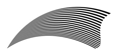 Zebra dokusuyla fırça darbesi gibi dalgalanan bayrak. Siyah beyaz çizgili yelek tuhaf bir şekilde kıvrılmış ve yörünge boyunca dalgalar kıvrılıyor..