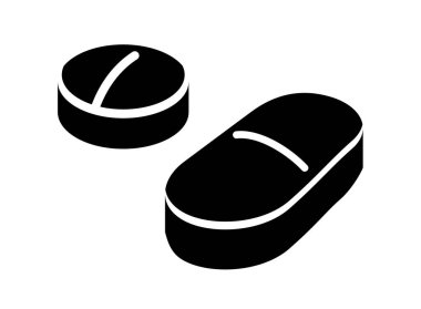 Beyaz arka plan tablet ve kapsül, hap üzerinde izole uyuşturucu vektör ikonu illüstrasyonu. Tıbbi ayrıntılı basit biçim logo vektör illüstrasyonu.