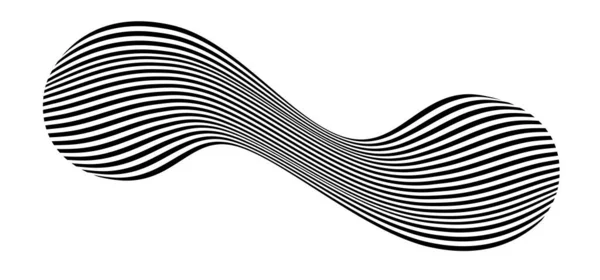 ゼブラテクスチャのブラシストロークとしてフラグを振ってください 布でベストストライプ軌道に沿ってカーブ波と奇妙な方法で湾曲黒と白のストライプ — ストックベクタ