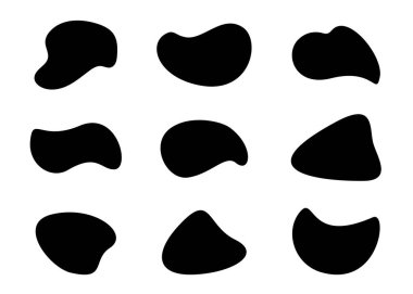 Soyut sıvı şekilli modern grafik elementler kümesi. Reklam formları. Logo için şablon