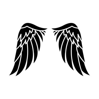 Melek kanatları. Dövme için tüyleri, logo için kanatları olan Wings Silueti