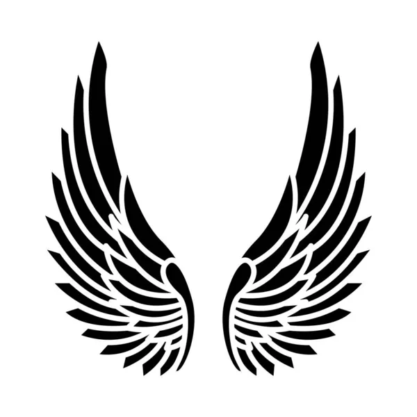 Крылья ангелов. Крылья силуэт с перьями для татуировки, крылья для логотипа — стоковый вектор