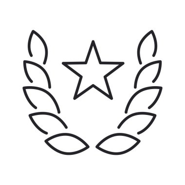 Zafer sembolü. Laurel çelengi ve yıldızı. Özet simgesi