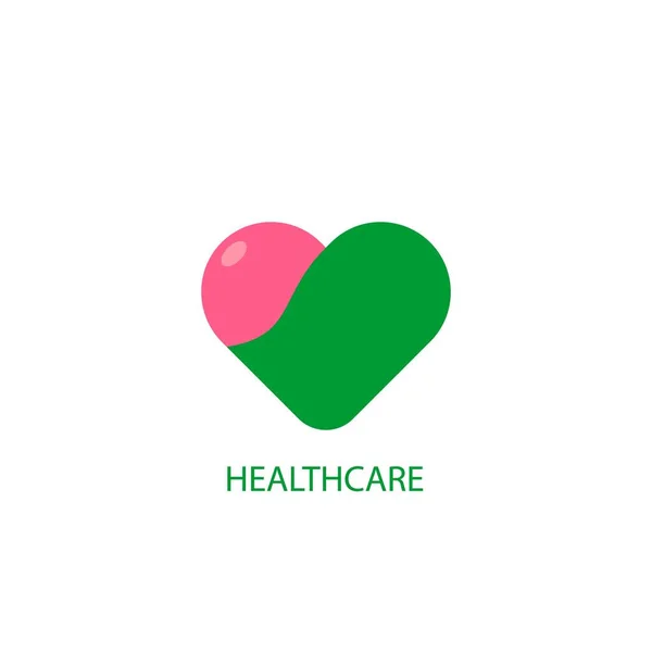 Λογότυπο για το σχήμα καρδιάς υγειονομικής περίθαλψης. Λογότυπο υγειονομικής περίθαλψης με τη μορφή καρδιάς — Διανυσματικό Αρχείο