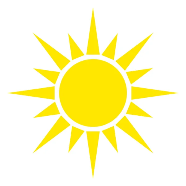 De zon. Silhouet van hete gele heldere zon geïsoleerd op witte achtergrond — Stockvector