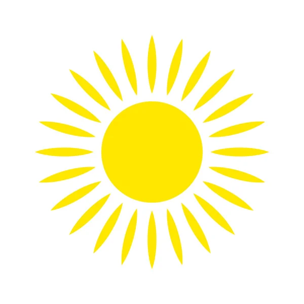 Τον ήλιο. Σιλουέτα του κίτρινου έντονου ήλιου που απομονώνεται σε λευκό φόντο — Διανυσματικό Αρχείο