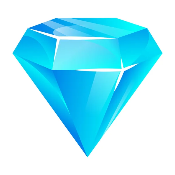 Kristal oyunu. Mücevher, mavi elmas ve kristal, GUI dekorasyonları. Mücevher taşı karikatür vektörü beyaz arkaplanda izole edildi