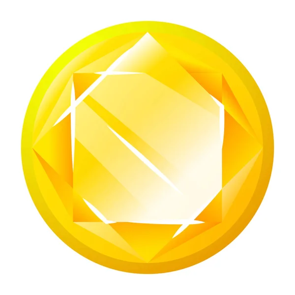 Juego de cristal. JEWELRY, diamante amarillo, decoraciones GUI. Joyas vector de dibujos animados piedra aislado sobre fondo blanco — Archivo Imágenes Vectoriales