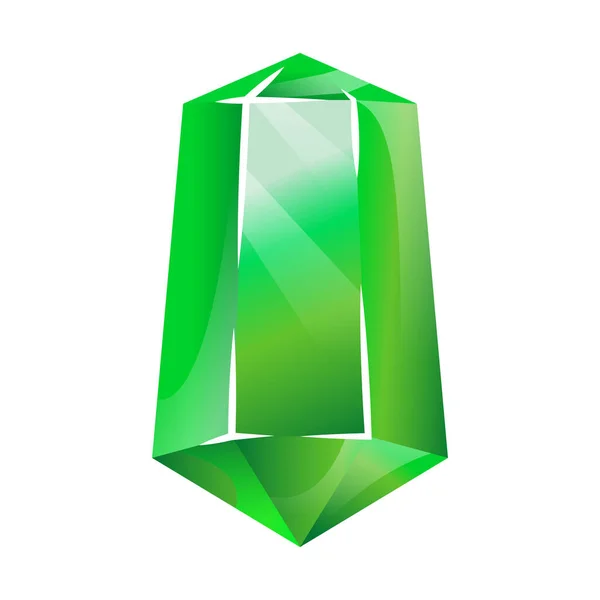 Kristály játék. Zsidó, zöld gyémánt, GUI dekoráció. Ékszer kő rajzfilm vektor elszigetelt fehér háttér — Stock Vector