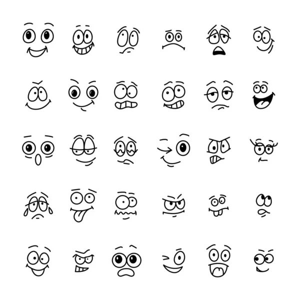 Emociones caras, juego de personajes de emoticonos. Diferentes caras emoción — Vector de stock