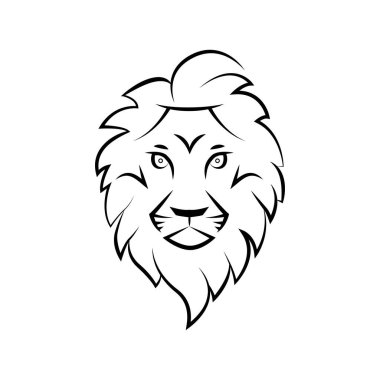 Aslan simgesi ana hat sembolü. Aslan logosu. Dövme aslan ağzı çiziyor. Vektör illüstrasyonu