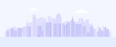 City background. Houses of high-rise buildings on the background of a horizontal banner. Vector illustration
