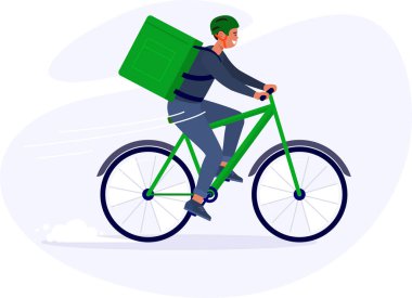 Delivery by bike to anywhere in the city. Order delivery by phone. Vector illustration