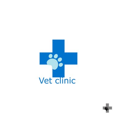 Zoo store logo. Goods for animals symbol. Paw print logo. Vet clinic logo, helping animals. Vector illustration