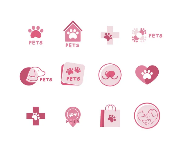 Zoo Store Logo Goods Animals Symbol Paw Print Logo Vector — Vettoriale Stock