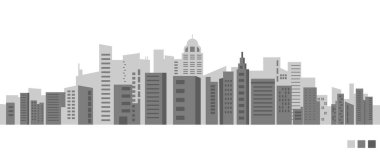 City background. Houses of high-rise buildings on the background of a horizontal banner. Vector illustration