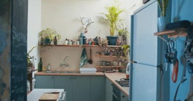 Güzel bir apartman mutfağının canlı videosu. Yüksek kalite 4k görüntü