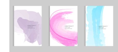 Parlak renkli vektör suluboya arkaplan seti. Soyut resimleme