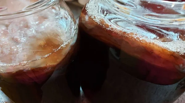 Kombucha Είναι Ένα Μανιτάρι Τσάι Φυσική Πηγή Συμπλόκων Βιταμινών Ρόφημα — Φωτογραφία Αρχείου