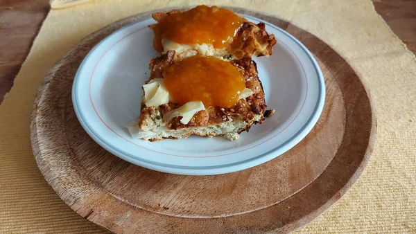 Tarta Queso Oriental Plato Masa Láctea Puede Comer Con Mermelada — Foto de Stock