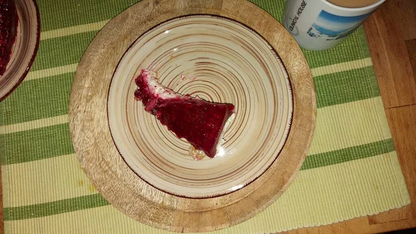 Sajttorta Egy Finom Gyümölcsdesszert Töltelék Jön Túró Vagy Mascarpone Vörös — Stock Fotó