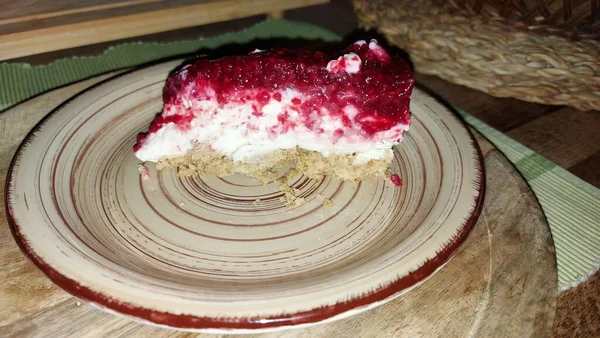 Cheesecake Delicious Fruit Dessert Filling Comes Cottage Cheese Mascarpone Topped — Stockfoto