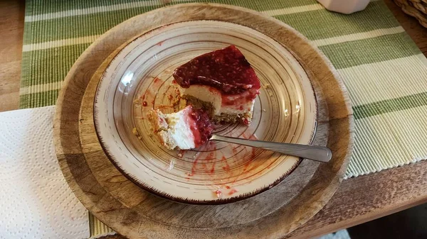 Cheesecake Delizioso Dessert Alla Frutta Ripieno Viene Fornito Con Ricotta — Foto Stock