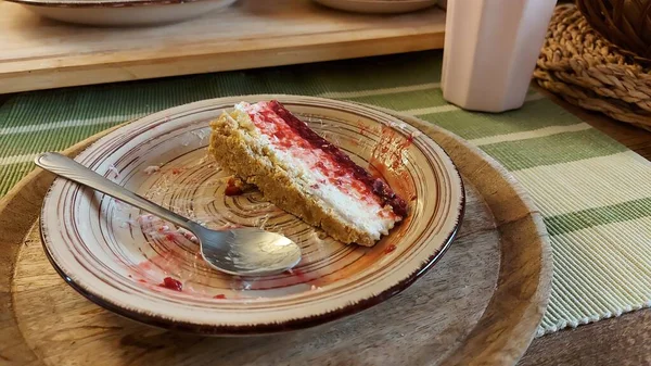 Cheesecake Uma Deliciosa Sobremesa Frutas Recheio Vem Com Queijo Cottage — Fotografia de Stock