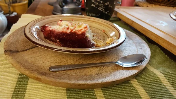 Cheesecake Utsökt Fruktdessert Fyllningen Levereras Med Keso Eller Mascarpone Den — Stockfoto