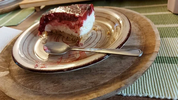 Cheesecake Uma Deliciosa Sobremesa Frutas Recheio Vem Com Queijo Cottage — Fotografia de Stock