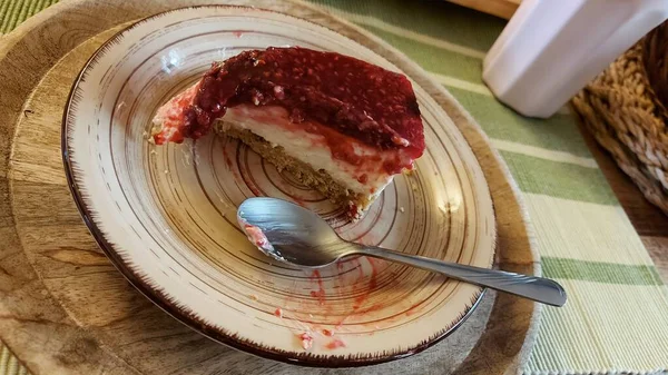 Cheesecake Είναι Ένα Νόστιμο Επιδόρπιο Φρούτων Γέμιση Έρχεται Τυρί Cottage — Φωτογραφία Αρχείου