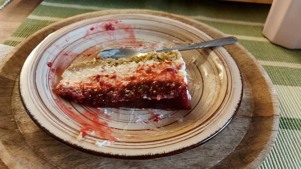 Cheesecake Utsökt Fruktdessert Fyllningen Levereras Med Keso Eller Mascarpone Den — Stockfoto