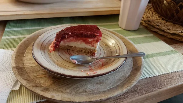 Cheesecake Delizioso Dessert Alla Frutta Ripieno Viene Fornito Con Ricotta — Foto Stock