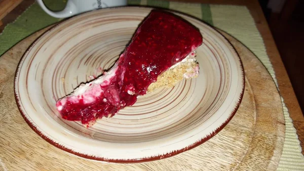 Cheesecake Utsökt Fruktdessert Fyllningen Levereras Med Keso Eller Mascarpone Den — Stockfoto