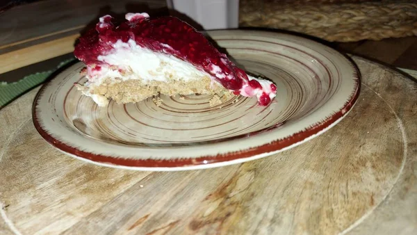 Cheesecake Lezzetli Bir Meyve Tatlısıdır Dolgusu Süzme Peynir Mascarpone Ile — Stok fotoğraf