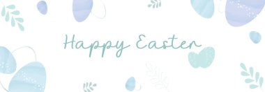 Sevimli el çizimi paskalya yumurtaları yatay pürüzsüz desen, eğlenceli paskalya dekorasyonu, afişler, duvar kağıtları, kartlar - vektör tasarımı