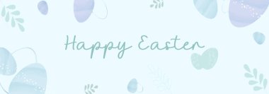 Sevimli el çizimi paskalya yumurtaları yatay pürüzsüz desen, eğlenceli paskalya dekorasyonu, afişler, duvar kağıtları, kartlar - vektör tasarımı