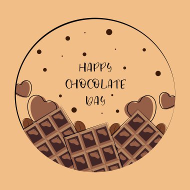 Vektör el çizimi illüstrasyon. Mutlu çikolata günleri. Poster ve kartpostal için fikir.