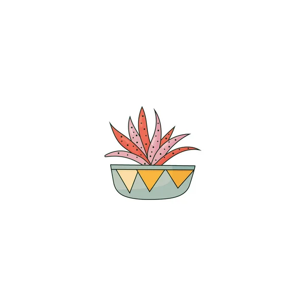 Carino succulento verde in vaso vegetale, illustrazione vettoriale isolata su bianco. Icona Web o di stampa — Vettoriale Stock