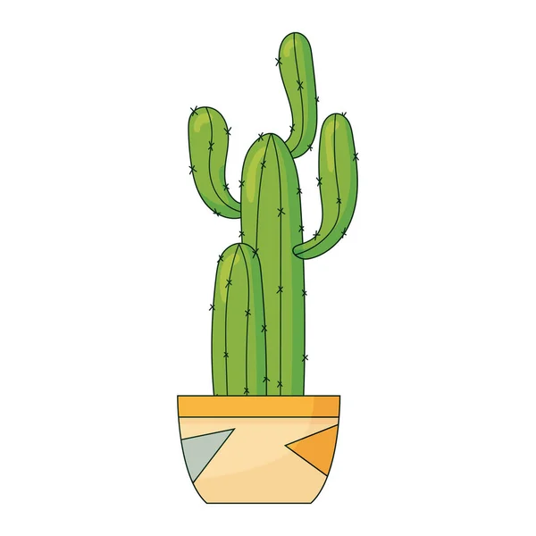 Lindo cactus verde en maceta, ilustración vectorial aislada en blanco. Web o icono de impresión — Vector de stock